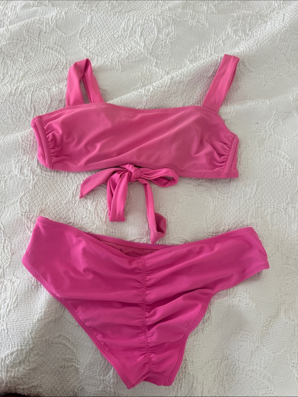 Xhilaration Hot Pink Ruched Bikini Set